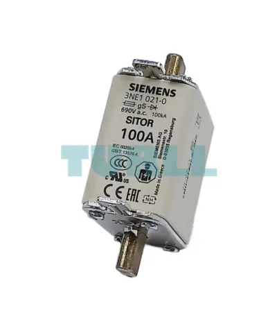 Siemens 3NE1021-0 SITOR Fuse Link, NH00, 100A, gS, 690V AC, Blade Contact