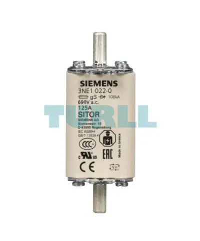 Siemens 3NE1022-0 SITOR Fuse Link NH00, 125A, 690V AC / 250V DC