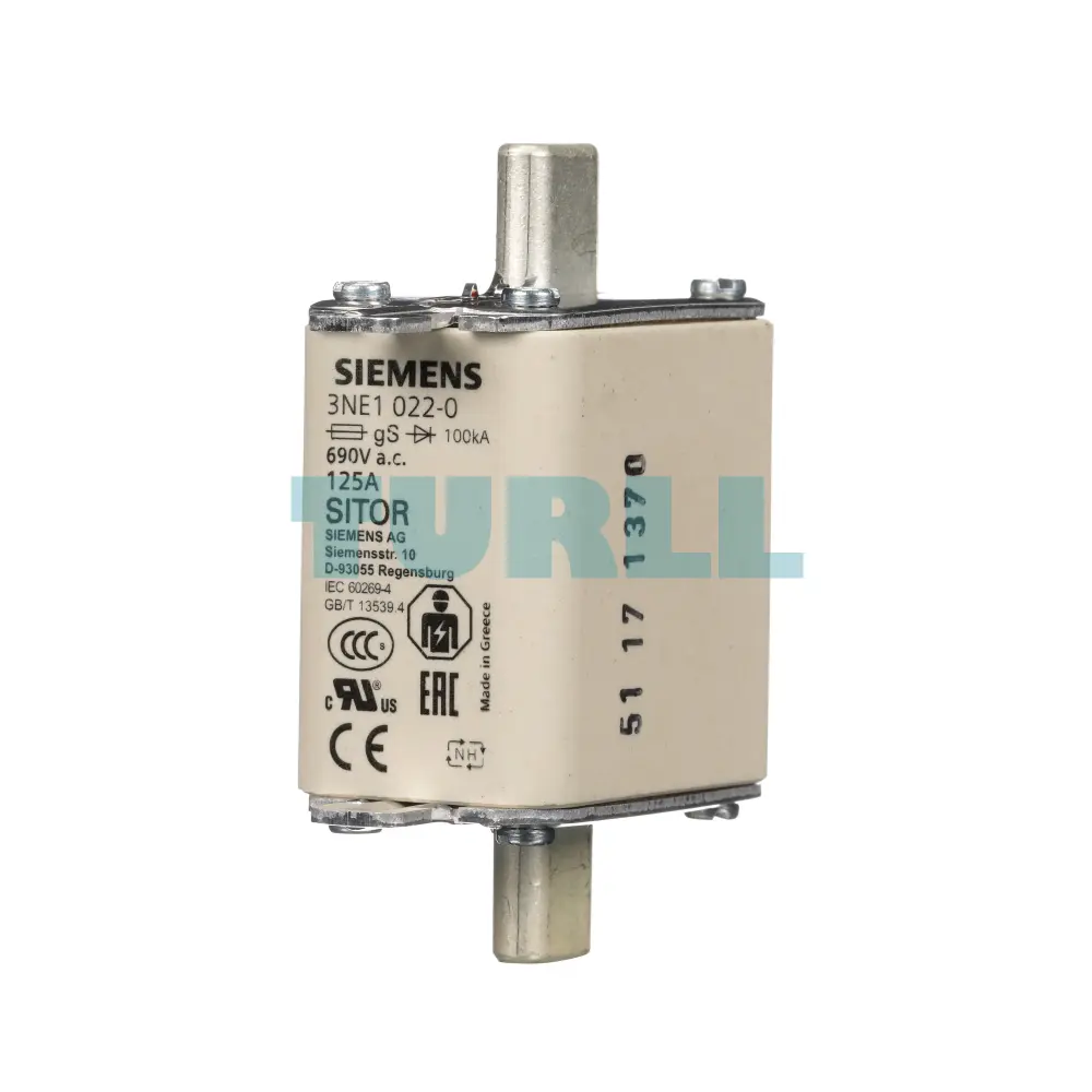 Siemens 3NE1022-0 SITOR Fuse Link NH00, 125A, 690V AC / 250V DC
