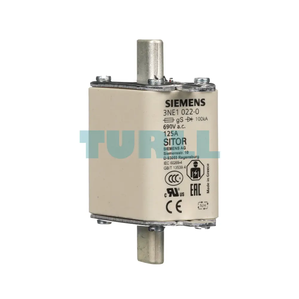 Siemens 3NE1022-0 SITOR Fuse Link NH00, 125A, 690V AC / 250V DC