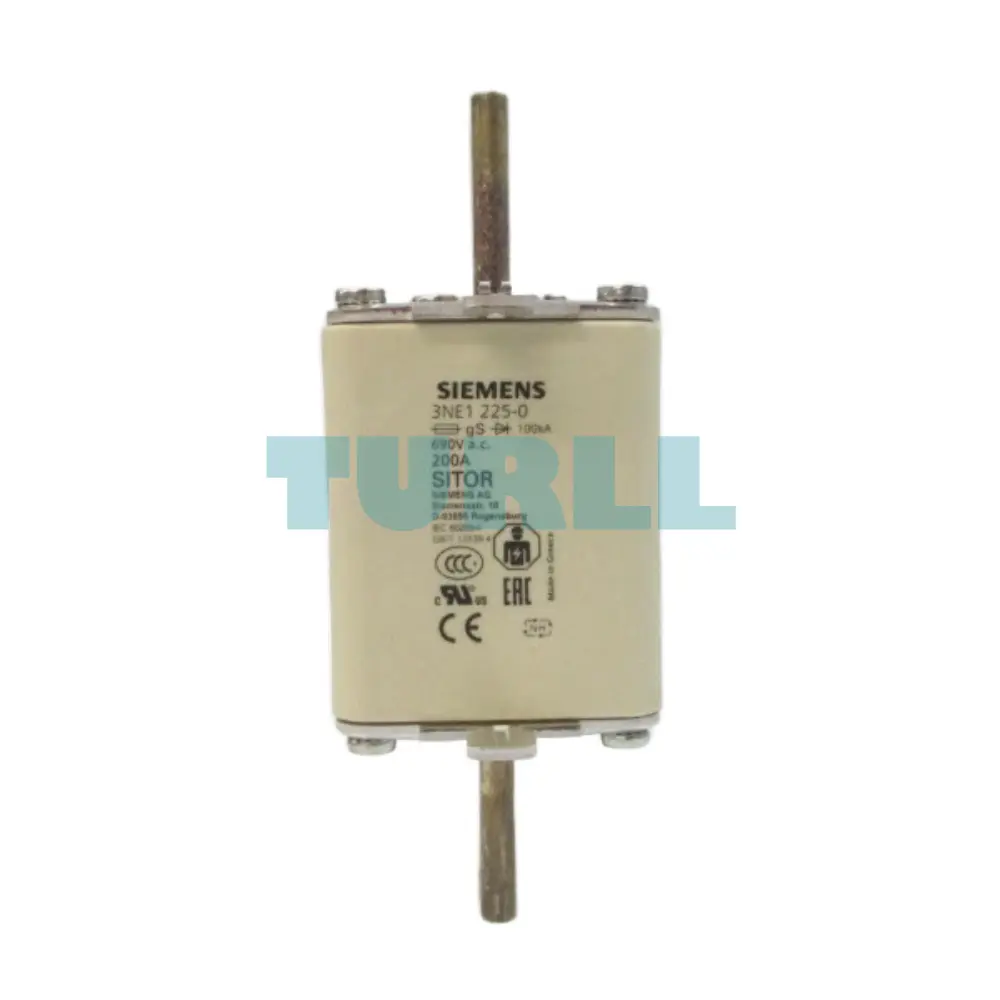 Siemens 3NE1225-0 SITOR Fuse Link with Blade Contacts, NH1, 200A, gS, 690V AC, 250V DC, Front Indicator