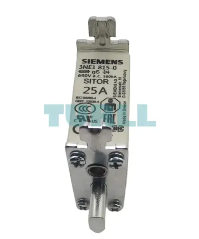 Siemens 3NE1815-0 SITOR Fuse Link, NH000, 25A, gS, 690V AC / 250V DC