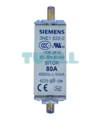 Siemens 3NE1820-0 SITOR Fuse Link NH000 80A, gS, 690V AC / 250V DC, Front Indicator