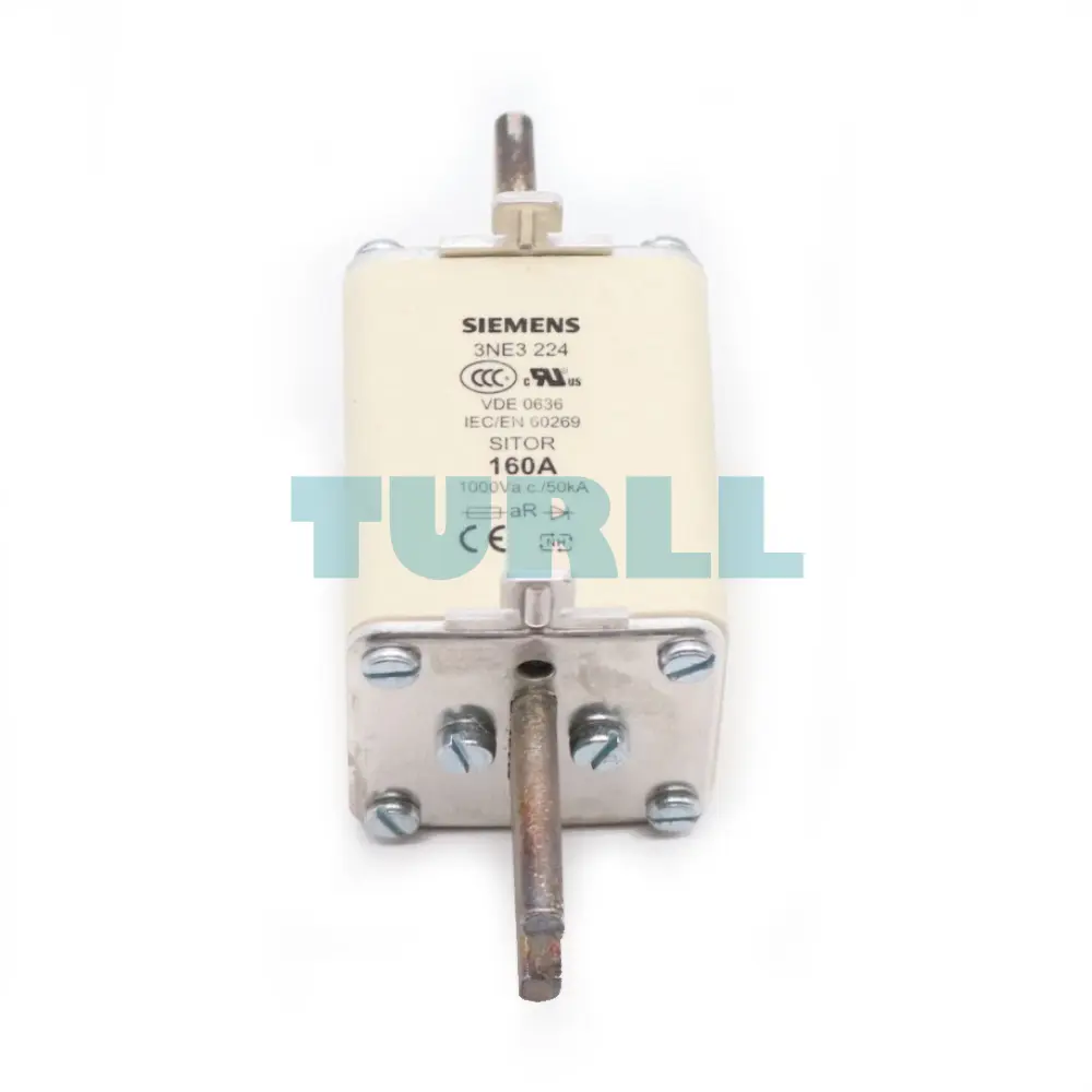 Siemens 3NE3224 SITOR Fuse Link, NH1 Size, 160A, 1000V AC, aR Characteristic