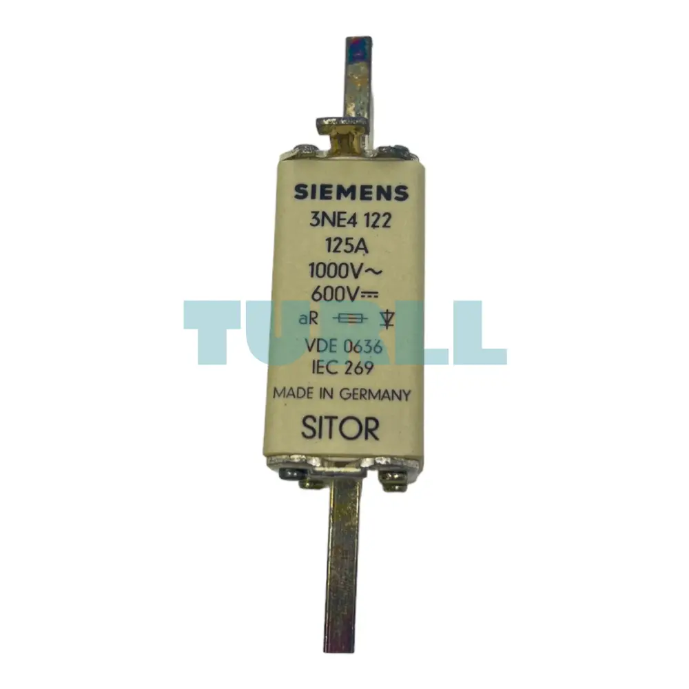 Siemens 3NE4122 SITOR Fuse Link NH0, 125A, aR, AC 1000V / DC 440V with Front Indicator
