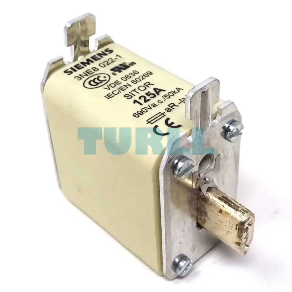 Siemens 3NE8022-1 SITOR Fuse Link, NH00, 125A, aR Characteristic, 690V AC / 440V DC