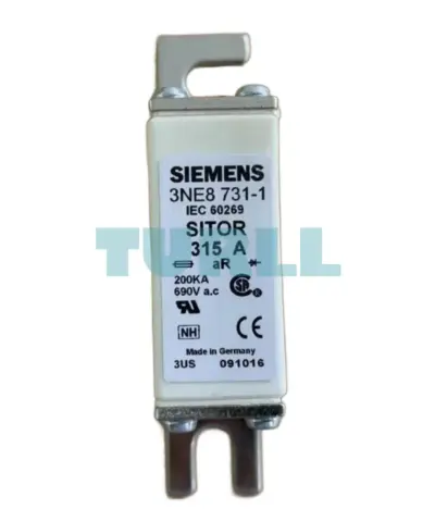 Siemens 3NE8731-1 SITOR Fuse Link, NH000, 315A, 690V AC, aR Semiconductor Protection