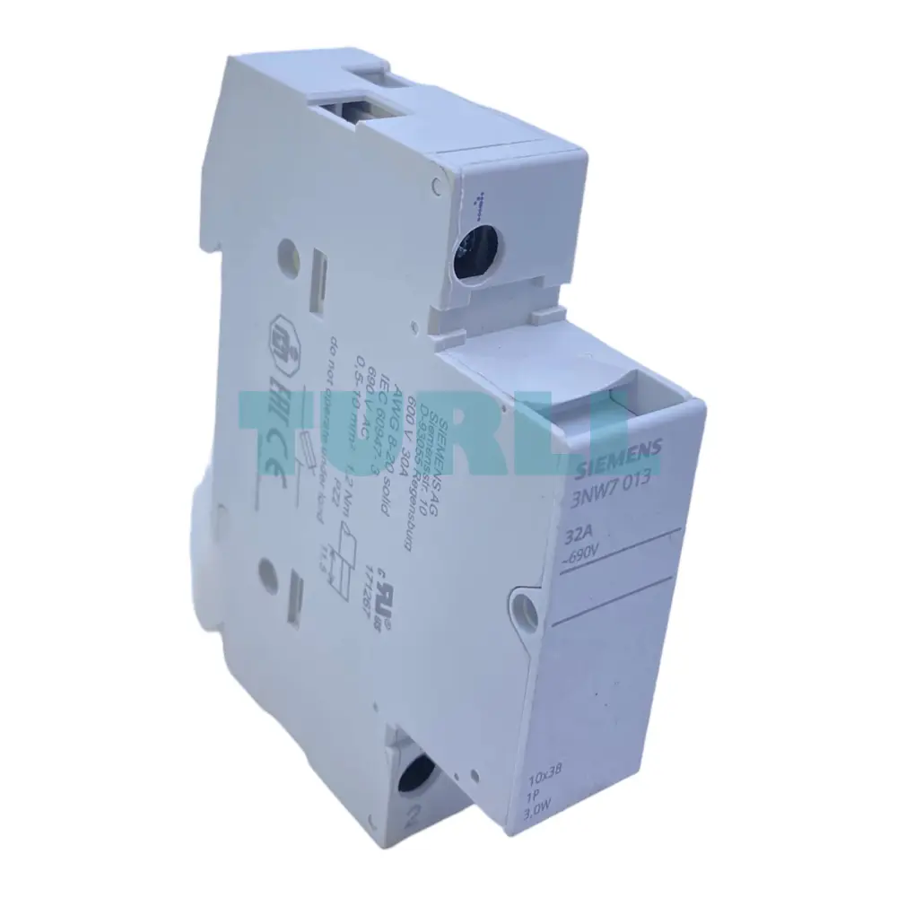 Siemens 3NW7013 SENTRON Cylindrical Fuse Holder, 1-Pole, 10x38mm, 32A, 690V AC