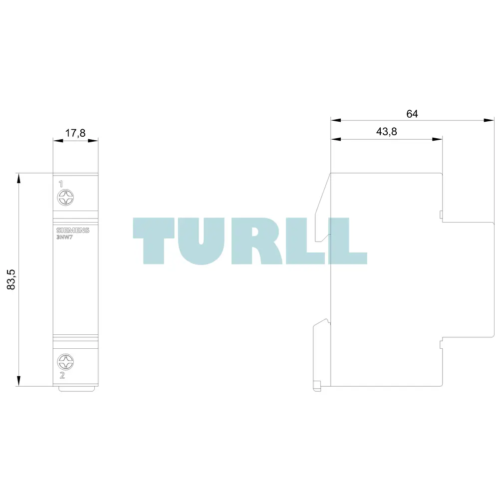 Siemens 3NW7013 SENTRON Cylindrical Fuse Holder, 1-Pole, 10x38mm, 32A, 690V AC