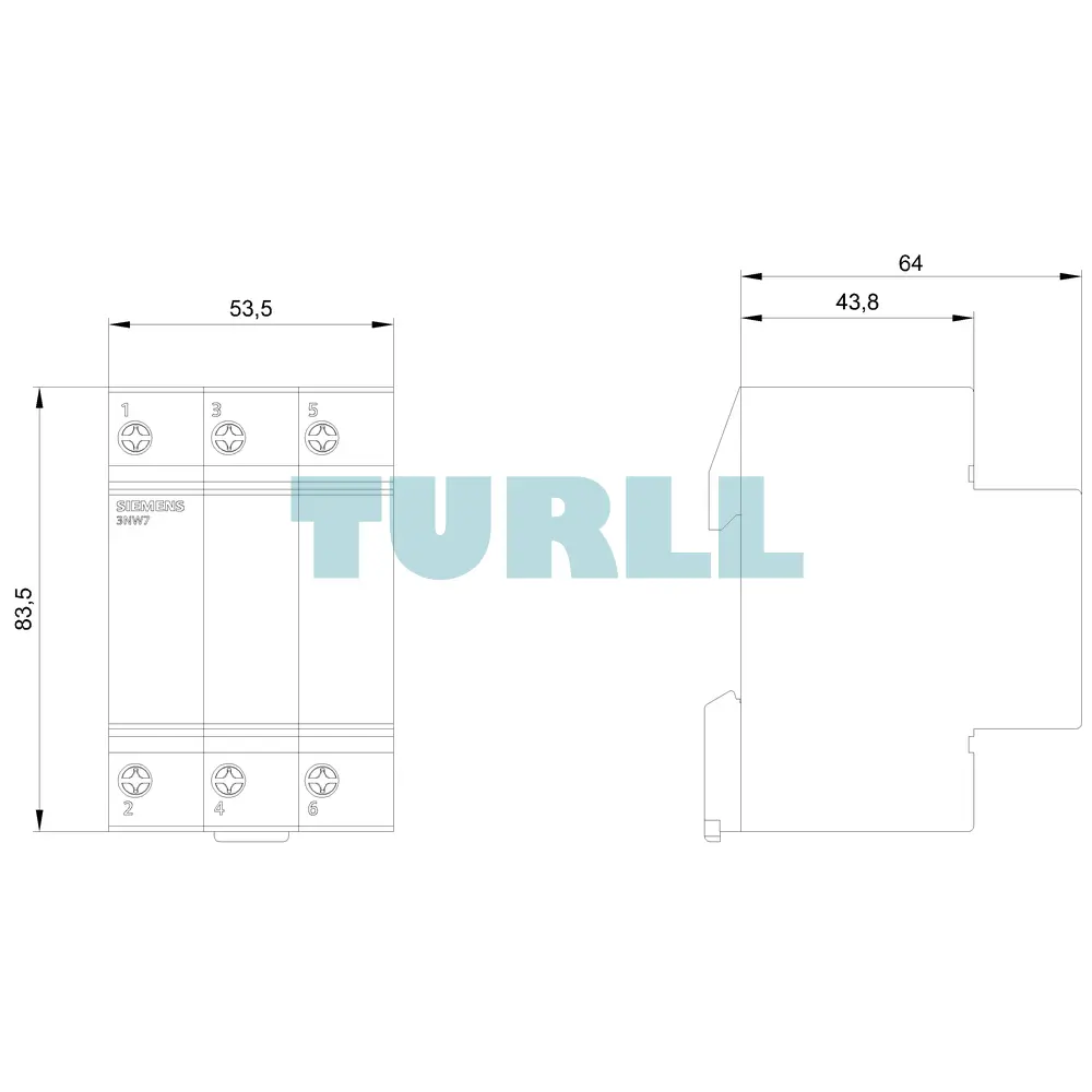 Siemens 3NW7033 SENTRON Cylindrical Fuse Holder, 10x38 mm, 3-Pole, 32 A, 690 V AC
