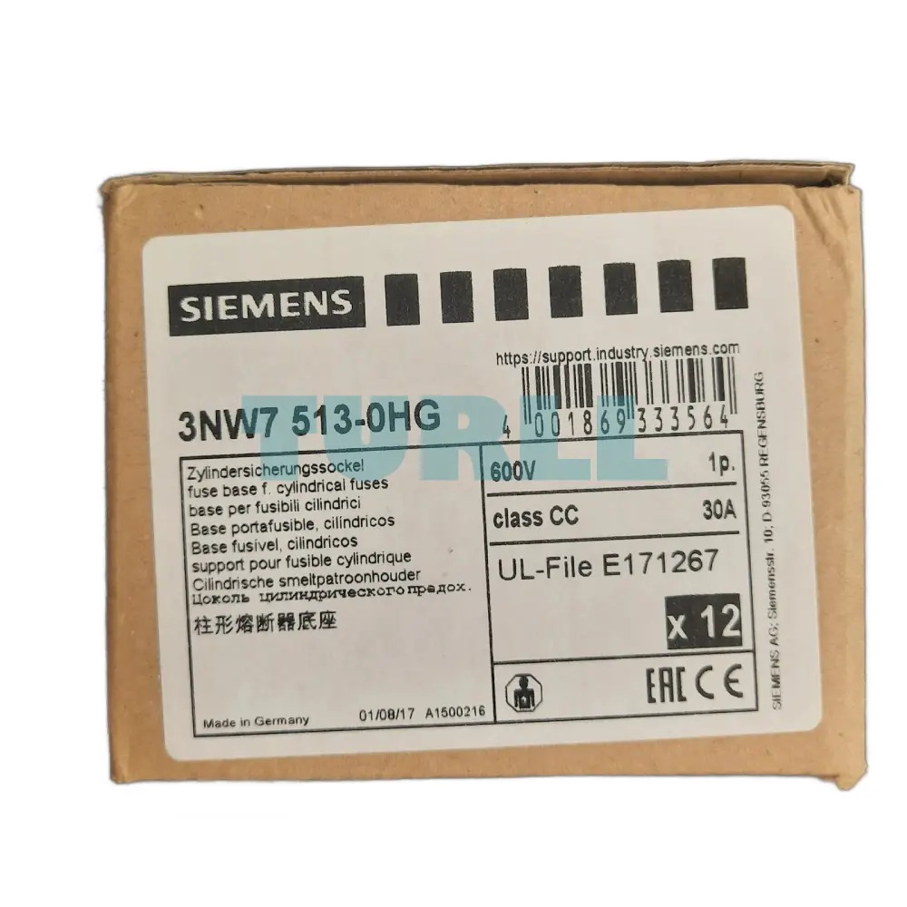 Siemens 3NW7513-0HG SENTRON Class CC Fuse Holder, 1-Pole, 30A, 600V AC