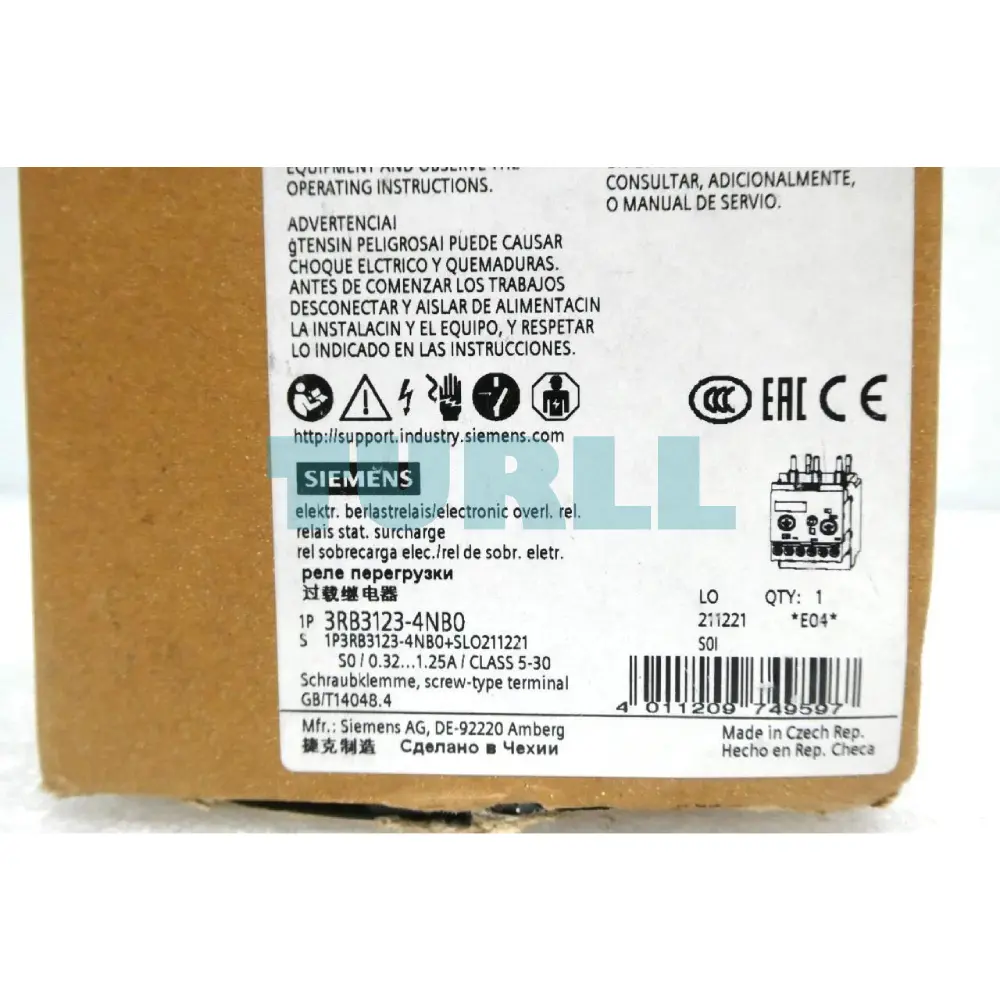 Siemens 3RB3123-4NB0 Electronic Overload Relay 0.32–1.25A for Motor Protection, Size S0 Original Brand New 6 Siemens 3RB3123-4NB0 Electronic Overload Relay 0.32–1.25A for Motor Protection, Size S0