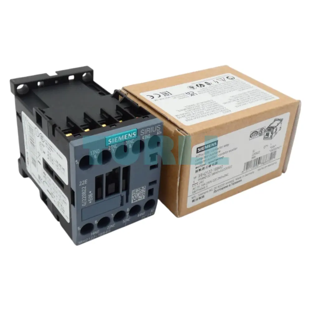 Siemens 3RH2122-1BB40 Contactor Relay, 2 NO + 2 NC, 24V DC, Screw Terminal, S00 Size Original Brand New 4 Siemens 3RH2122-1BB40 Contactor Relay, 2 NO + 2 NC, 24V DC, Screw Terminal, S00 Size