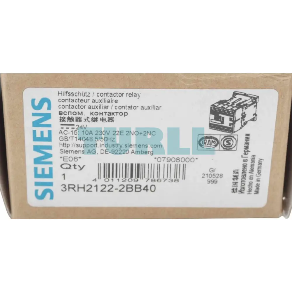 Siemens 3RH2122-2BB40 Contactor Relay 2 NO + 2 NC, 24V DC, Spring-Loaded Terminal, S00 Original Brand New 4 Siemens 3RH2122-2BB40 Contactor Relay 2 NO + 2 NC, 24V DC, Spring-Loaded Terminal, S00