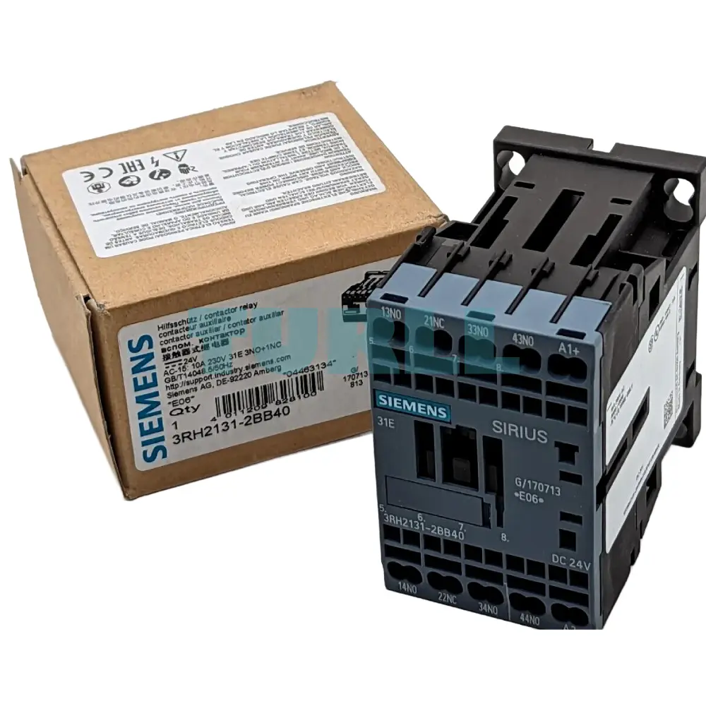 Siemens 3RH2131-2BB40 SIRIUS Contactor Relay, 3NO + 1NC, 24V DC, Spring‑Loaded Terminal, S00 Original Brand New 2 Siemens 3RH2131-2BB40 SIRIUS Contactor Relay, 3NO + 1NC, 24V DC, Spring‑Loaded Terminal, S00