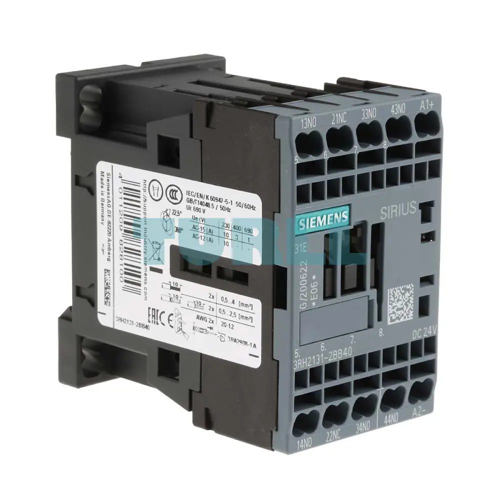 Siemens 3RH2131-2BB40 SIRIUS Contactor Relay, 3NO + 1NC, 24V DC, Spring‑Loaded Terminal, S00 Original Brand New 3 Siemens 3RH2131-2BB40 SIRIUS Contactor Relay, 3NO + 1NC, 24V DC, Spring‑Loaded Terminal, S00