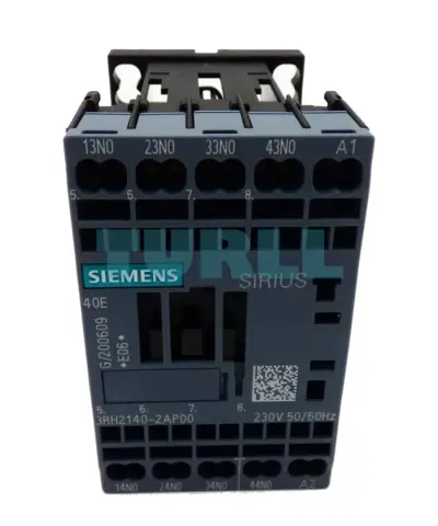 Siemens 3RH2140-2AP00 Contactor Relay, 4NO, 230V AC, S00, Spring-Loaded Terminal