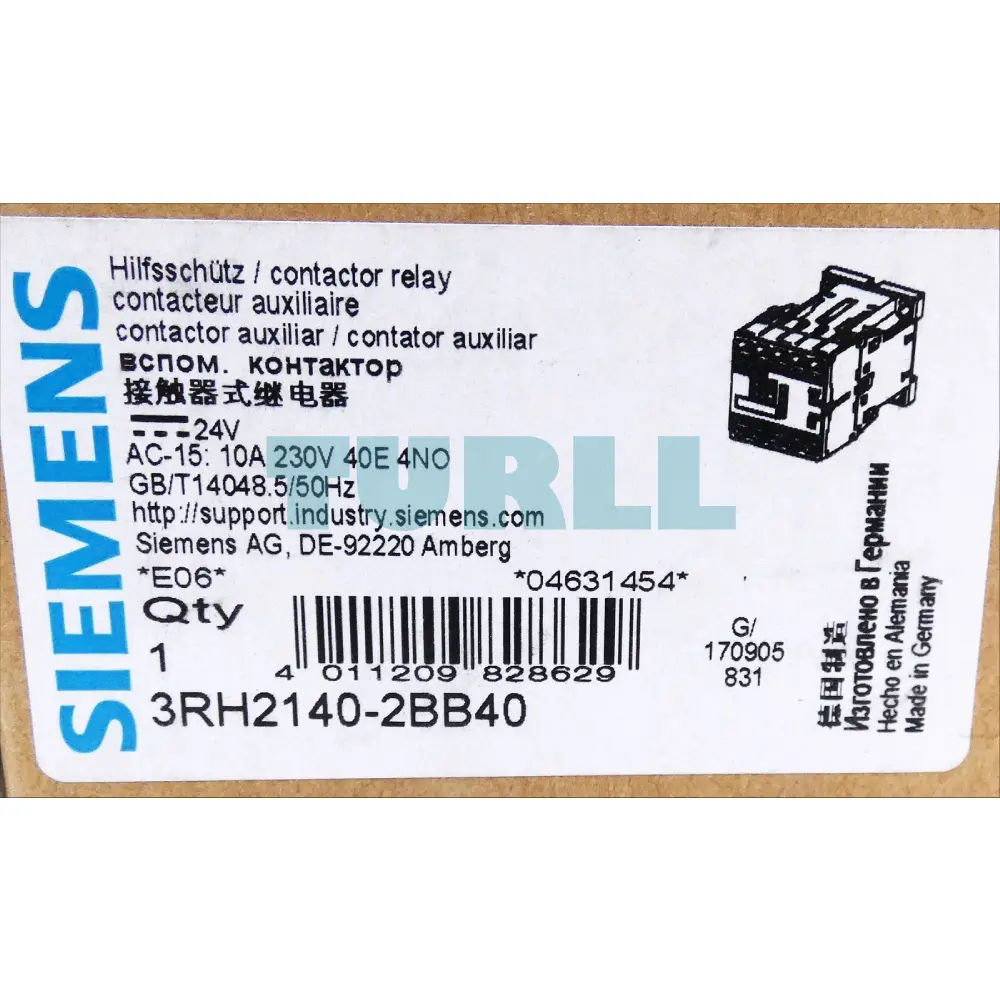 Siemens 3RH2140-2BB40 Contactor Relay, 4 NO, 24V DC, Spring-Loaded Terminal, Size S00 Original Brand New 5 Siemens 3RH2140-2BB40 Contactor Relay, 4 NO, 24V DC, Spring-Loaded Terminal, Size S00