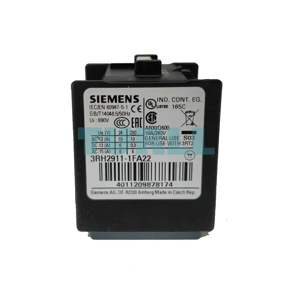 Siemens 3RH2911-1FA22 Front-Mount Auxiliary Switch, 2 NO + 2 NC, Screw Terminals for 3RT2 & 3RH2 Original Brand New 4 Siemens 3RH2911-1FA22 Front-Mount Auxiliary Switch, 2 NO + 2 NC, Screw Terminals for 3RT2 & 3RH2