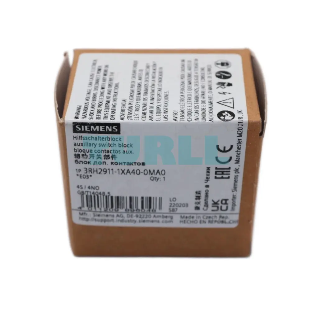 Siemens 3RH2911-1XA40-0MA0 SIRIUS Auxiliary Switch Block, 4 NO, Front Mount, Screw Terminal