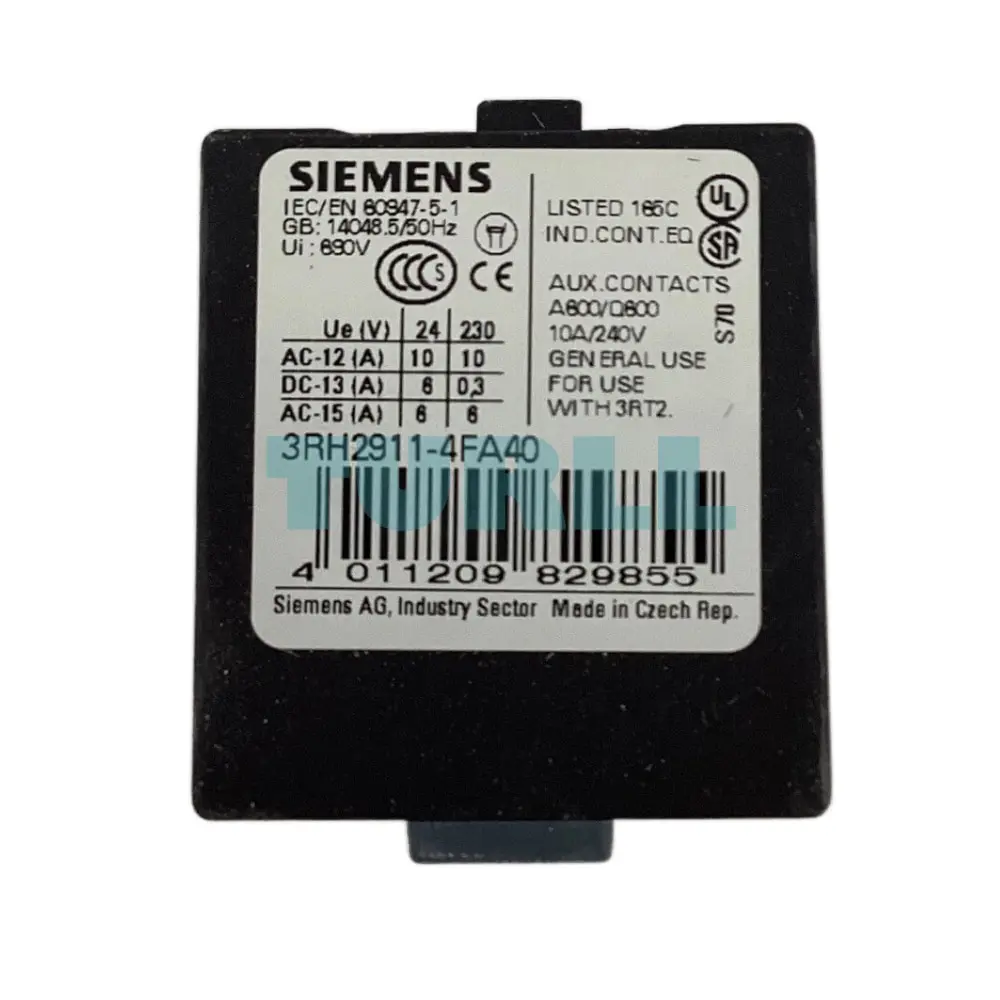 Siemens 3RH2911-4FA40 Front-Mount Auxiliary Switch 4 NO Contacts, Ring Cable Lug Connection for 3RT2/3RH2 Contactors Original Brand New 5 Siemens 3RH2911-4FA40 Front-Mount Auxiliary Switch 4 NO Contacts, Ring Cable Lug Connection for 3RT2/3RH2 Contactors