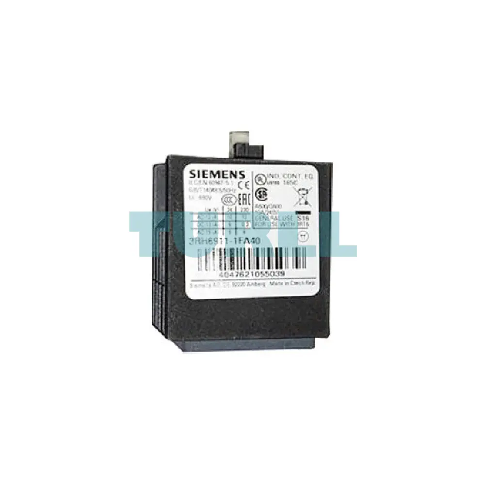 Siemens 3RH6911-1FA40 Front-Mount, 4 NO, Auxiliary Switch Block for 3RT2 Contactor