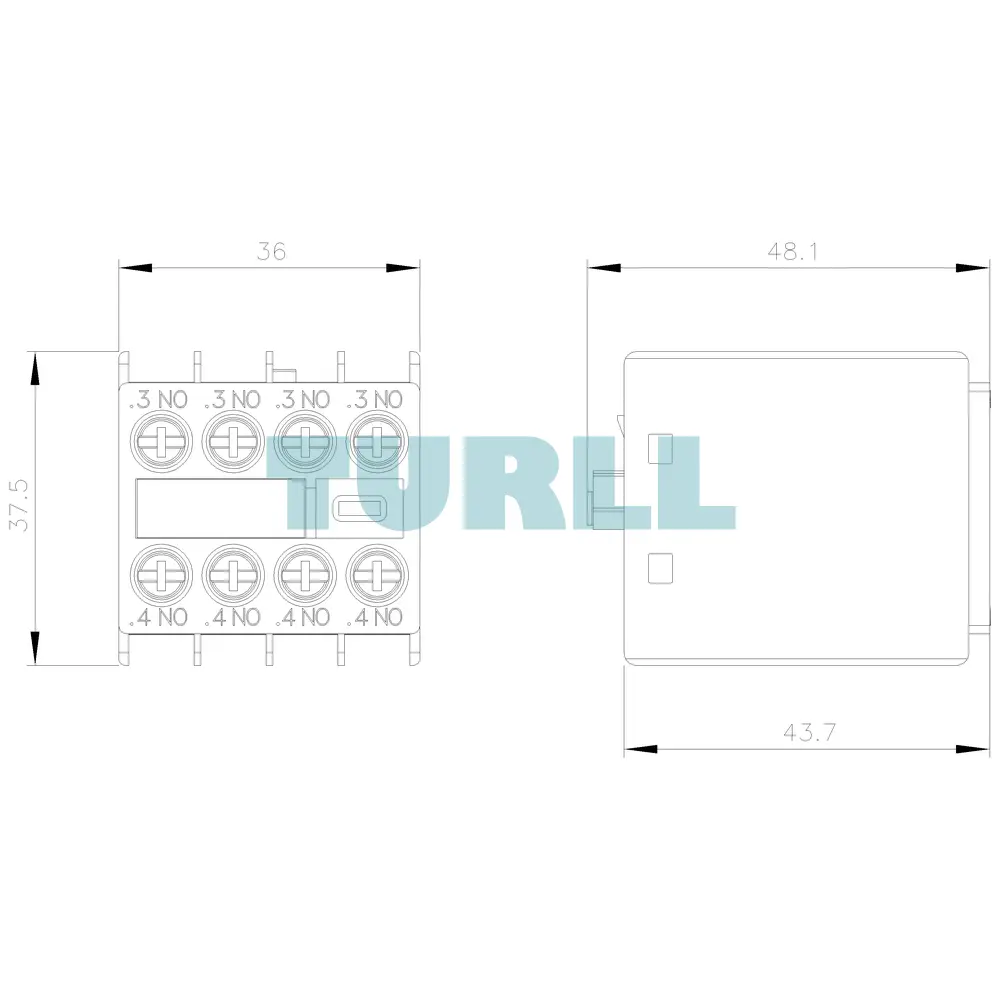 Siemens 3RH6911-1FA40 Front-Mount, 4 NO, Auxiliary Switch Block for 3RT2 Contactor