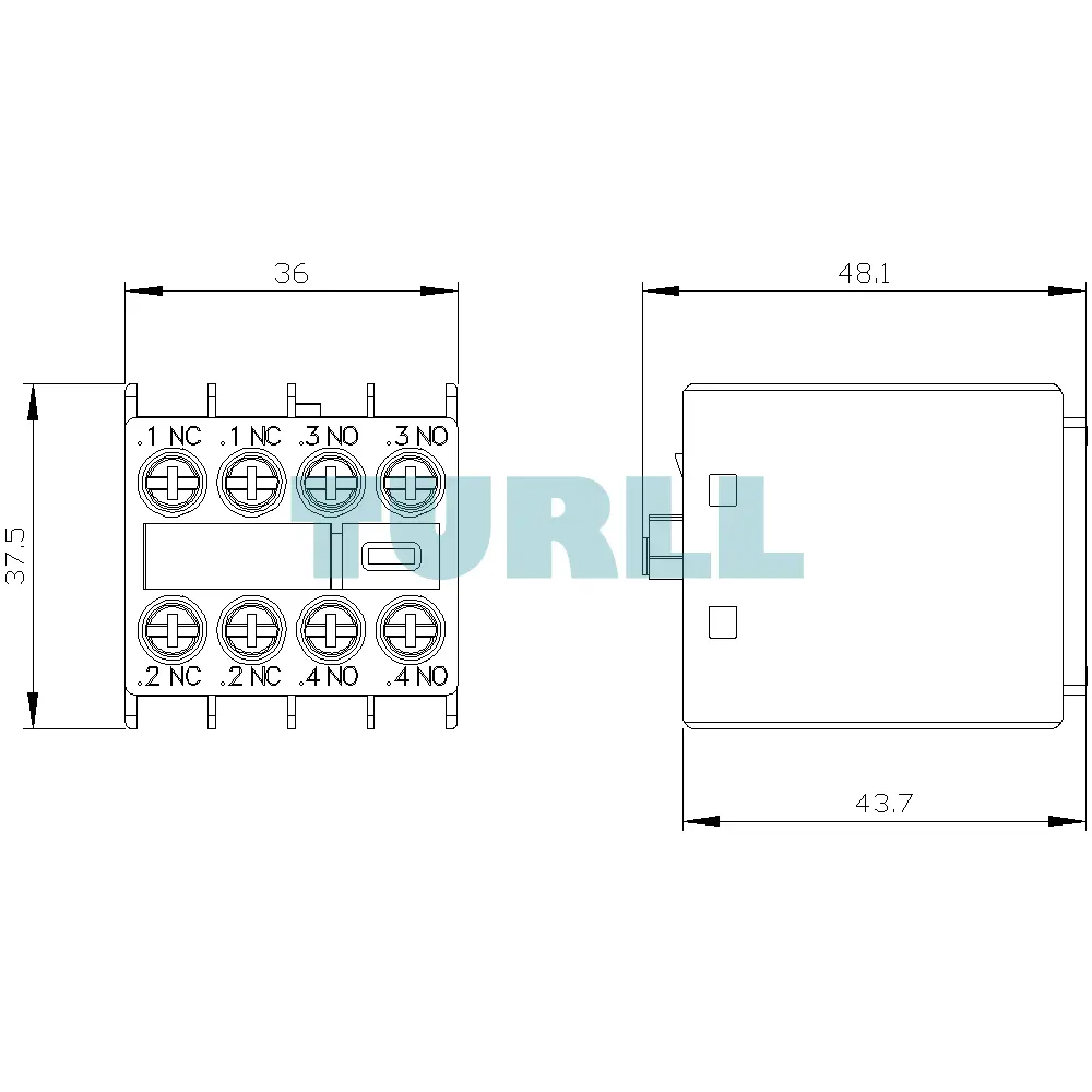Siemens 3RH6911-1HA22 AUX. Switch Block, 2 NO + 2 NC for Motor Contactors & Relays