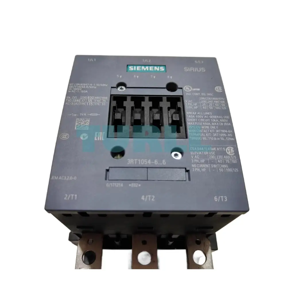 Siemens 3RT1054-6LA06 Power Contactor, 115A, 55kW, Busbar Main Circuit, 2NO+2NC Aux Contacts Original Brand New 2 Siemens 3RT1054-6LA06 Power Contactor, 115A, 55kW, Busbar Main Circuit, 2NO+2NC Aux Contacts