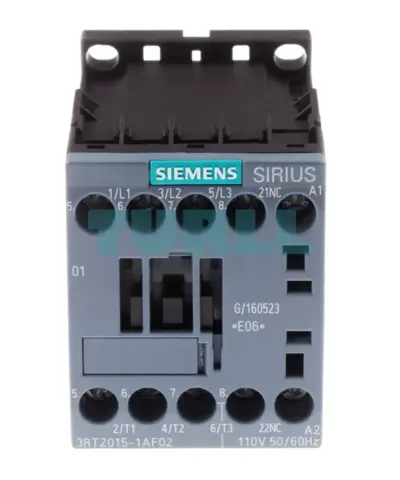 Siemens 3RT2015-1AF02 SIRIUS Power Contactor, 3-Pole, 7 A, 110V AC Coil, 1 NC Auxiliary Contact