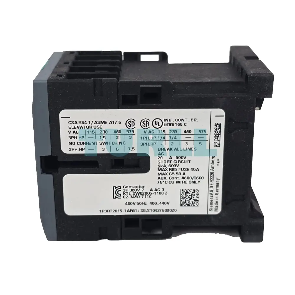 Siemens 3RT2015-1AR61 SIRIUS Power Contactor, 7A, 3kW, 400V, 3-Pole, Size S00 with 1 NO Auxiliary Contact Original Brand New 5 Siemens 3RT2015-1AR61 SIRIUS Power Contactor, 7A, 3kW, 400V, 3-Pole, Size S00 with 1 NO Auxiliary Contact