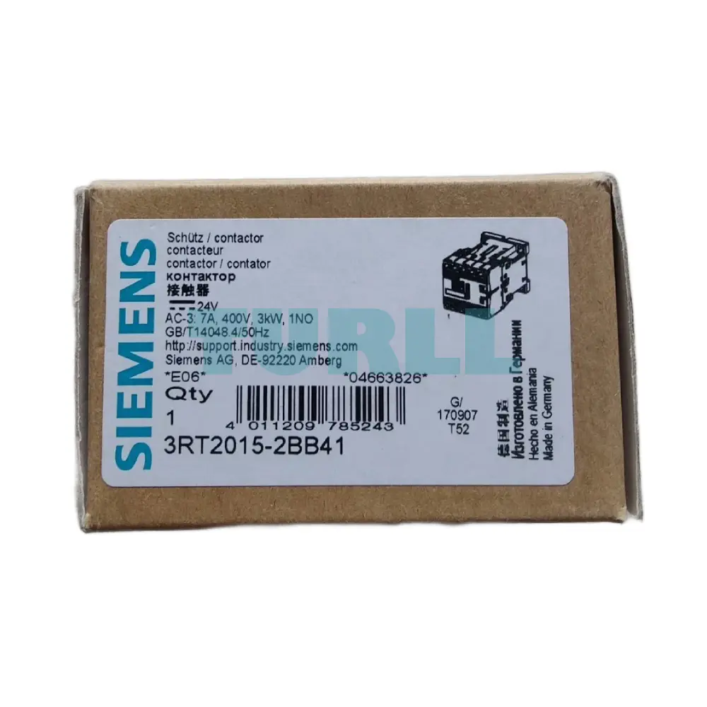 Siemens 3RT2015-2BB41 Power Contactor, 3-Pole, 7A, 3kW, 24V DC, AC-3/AC-3e, S00 Size Original Brand New 4 Siemens 3RT2015-2BB41 Power Contactor, 3-Pole, 7A, 3kW, 24V DC, AC-3/AC-3e, S00 Size