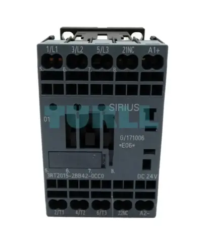 Siemens 3RT2015-2BB42-0CC0 Power Contactor 7A, 3kW, 24V DC, 1NC Auxiliary Contact, Spring-Loaded Terminal