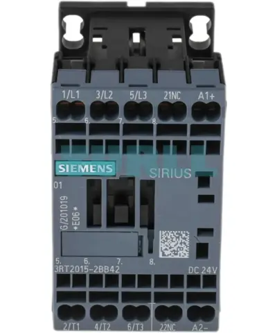 Siemens 3RT2015-2BB42 Power Contactor 3-Pole, 7 A, 3 kW, 24 V DC, S00