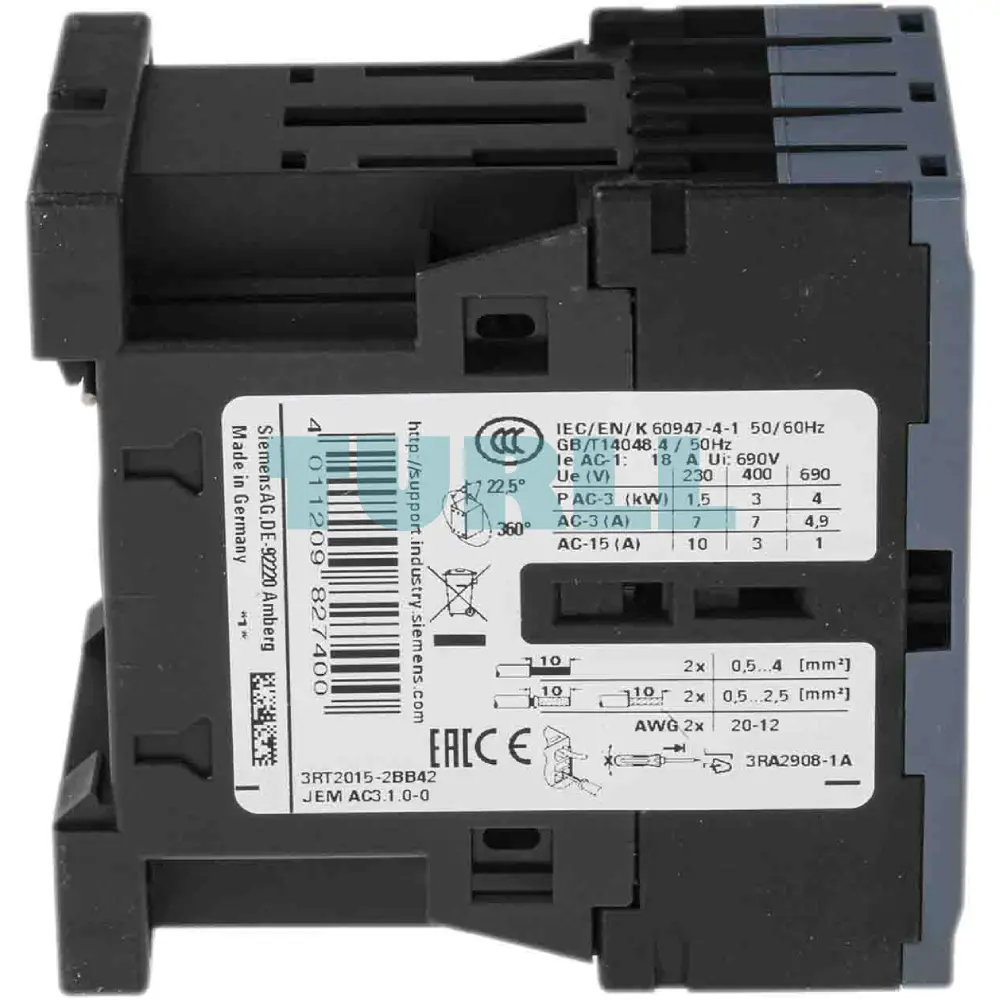 Siemens 3RT2015-2BB42 Power Contactor 3-Pole, 7 A, 3 kW, 24 V DC, S00 Original Brand New 3 Siemens 3RT2015-2BB42 Power Contactor 3-Pole, 7 A, 3 kW, 24 V DC, S00