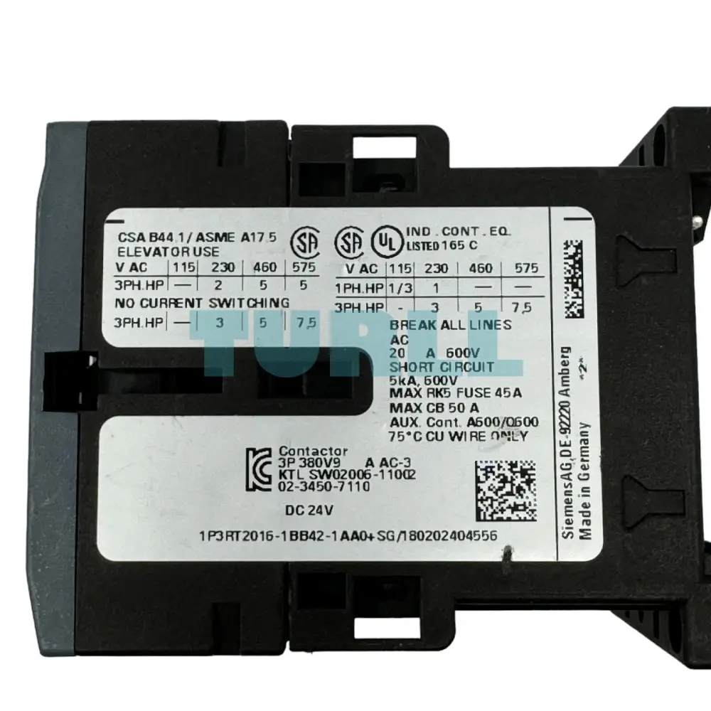 Siemens SIRIUS 3RT2016-1BB42-1AA0 Power Contactor, 9A, 4kW, 24V DC, 1NC Auxiliary Contact Original Brand New 3 Siemens SIRIUS 3RT2016-1BB42-1AA0 Power Contactor, 9A, 4kW, 24V DC, 1NC Auxiliary Contact