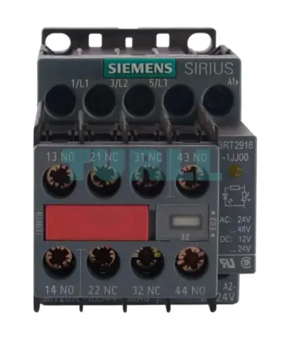 Siemens 3RT2016-1BB44-3MA0 Power Contactor 9 A, 4 kW, 24 V DC, 2 NO + 2 NC Aux Contacts, S00 Size