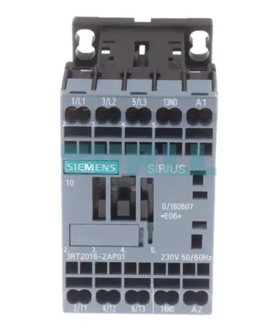 Siemens 3RT2016-2AP01 Power Contactor 9A, AC-3, 4 kW, 3-Pole, 230V AC Coil, S00
