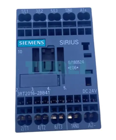 Siemens 3RT2016-2BB41 Power Contactor 9A, 4 kW, 3-Pole, 24V DC, AC-3/AC-3e, 1 NO, S00 Size