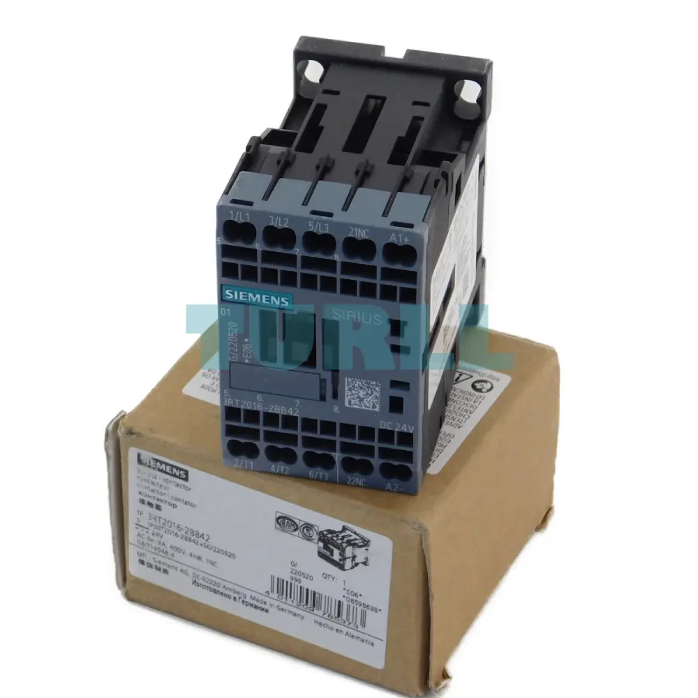 Siemens 3RT2016-2BB42 Power Contactor 3-Pole, 9A, 4kW / 400V, 24V DC Original Brand New 4 Siemens 3RT2016-2BB42 Power Contactor 3-Pole, 9A, 4kW / 400V, 24V DC