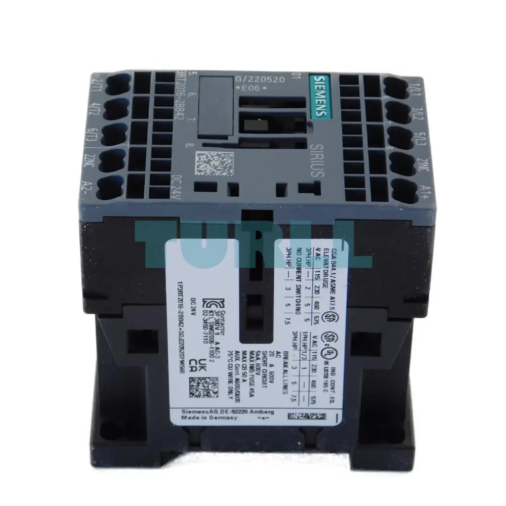Siemens 3RT2016-2BB42 Power Contactor 3-Pole, 9A, 4kW / 400V, 24V DC Original Brand New 5 Siemens 3RT2016-2BB42 Power Contactor 3-Pole, 9A, 4kW / 400V, 24V DC