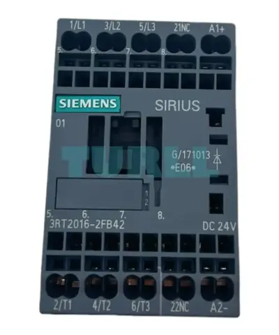 Siemens 3RT2016-2FB42 SIRIUS Power Contactor, Size S00, 9A, 4kW, 24V DC, Spring-Loaded Terminals