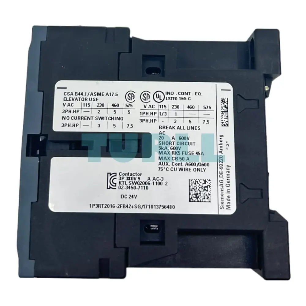 Siemens 3RT2016-2FB42 SIRIUS Power Contactor, Size S00, 9A, 4kW, 24V DC, Spring-Loaded Terminals Original Brand New 5 Siemens 3RT2016-2FB42 SIRIUS Power Contactor, Size S00, 9A, 4kW, 24V DC, Spring-Loaded Terminals