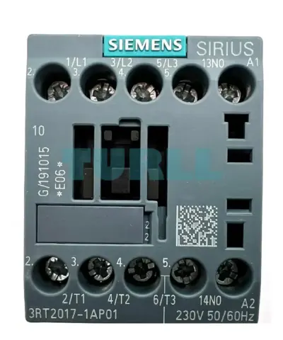 Siemens 3RT2017-1AP01 Power Contactor 12A, 5.5kW, 3-Pole, 230V AC, S00 Size