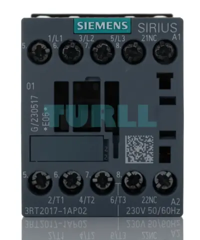 Siemens 3RT2017-1AP02 Power Contactor 12A, 5.5kW, 3-Pole, 230V AC