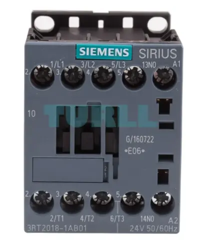 Siemens SIRIUS 3RT2018-1AB01 Power Contactor, 16A, 7.5kW, 24V AC, Size S00