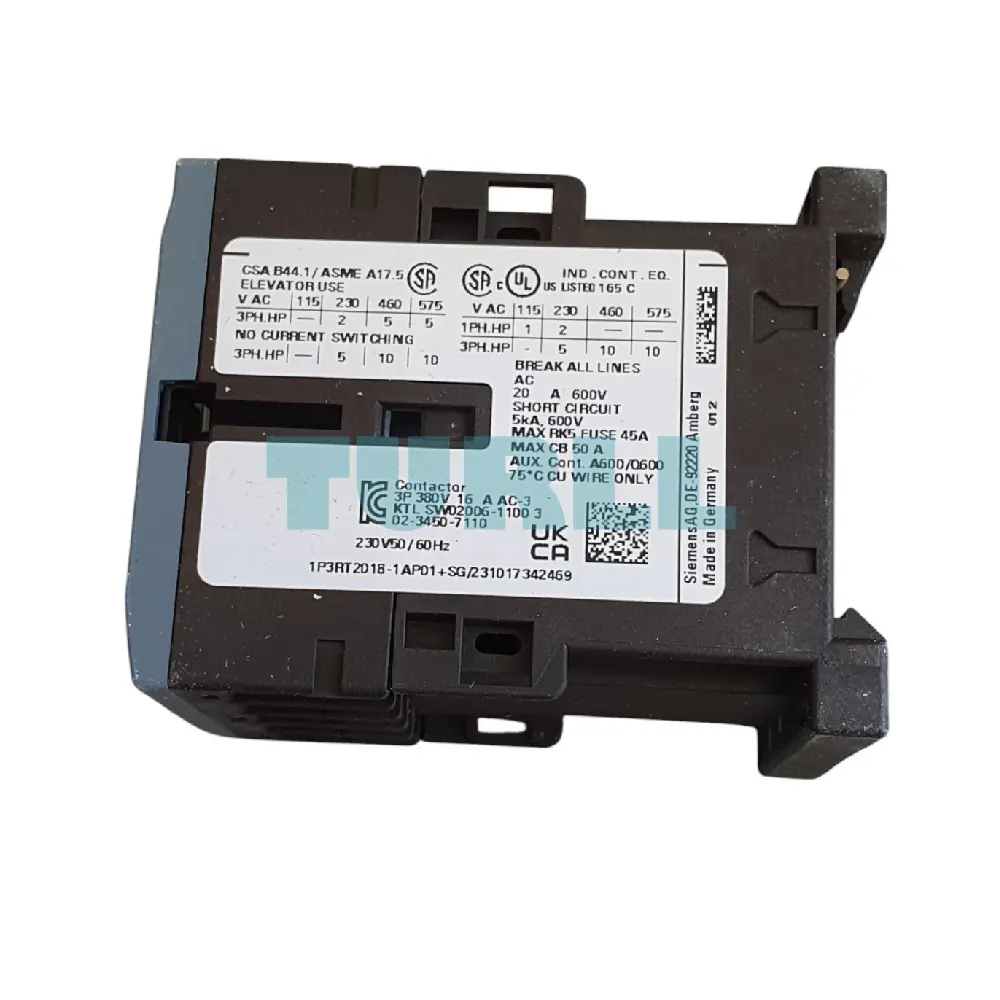 Siemens 3RT2018-1AP01 Power Contactor 16A, AC-3e, 7.5kW, 3-Pole, 230V AC Coil Original Brand New 2 Siemens 3RT2018-1AP01 Power Contactor 16A, AC-3e, 7.5kW, 3-Pole, 230V AC Coil