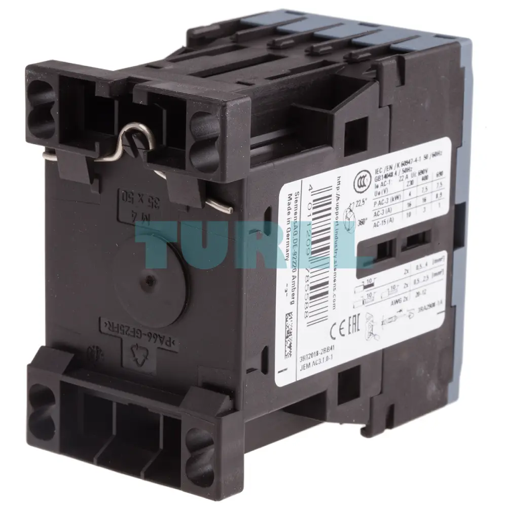 Siemens 3RT2018-2BB41 Power Contactor 16A, 7.5kW, 3-Pole, 24V DC