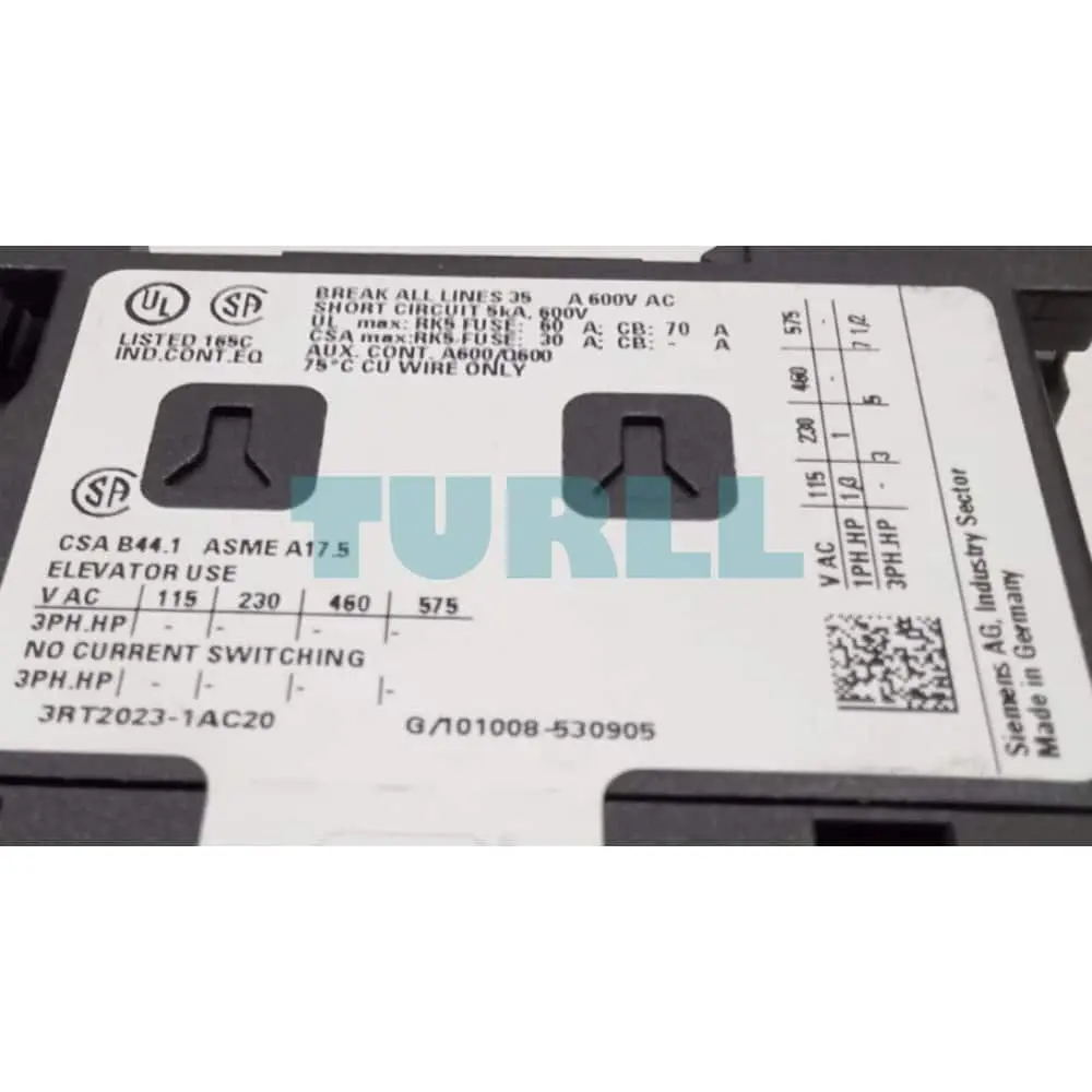 Siemens 3RT2023-1AC20 SIRIUS Power Contactor, 9A, 4kW, 24V AC, S0 Original Brand New 2 Siemens 3RT2023-1AC20 SIRIUS Power Contactor, 9A, 4kW, 24V AC, S0