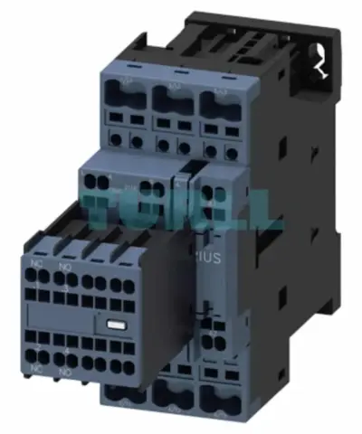 Siemens 3RT2023-2AB04 Power Contactor 9A, 4kW, 24V AC, 2 NO + 2 NC Aux, Spring-Loaded Terminal